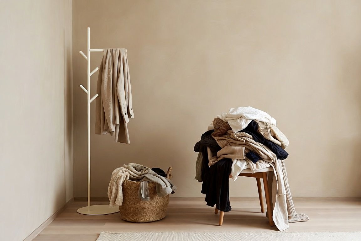 Silla del dormitorio llena de ropa: Cómo acabar con este ruido visual
